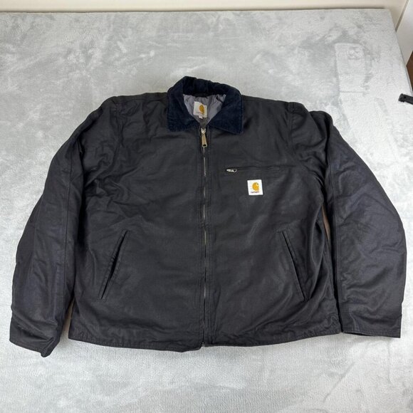 Carhartt Other - Carhartt Re-work Black Detroit Jacket Navy Blue Collar Men's Size XL